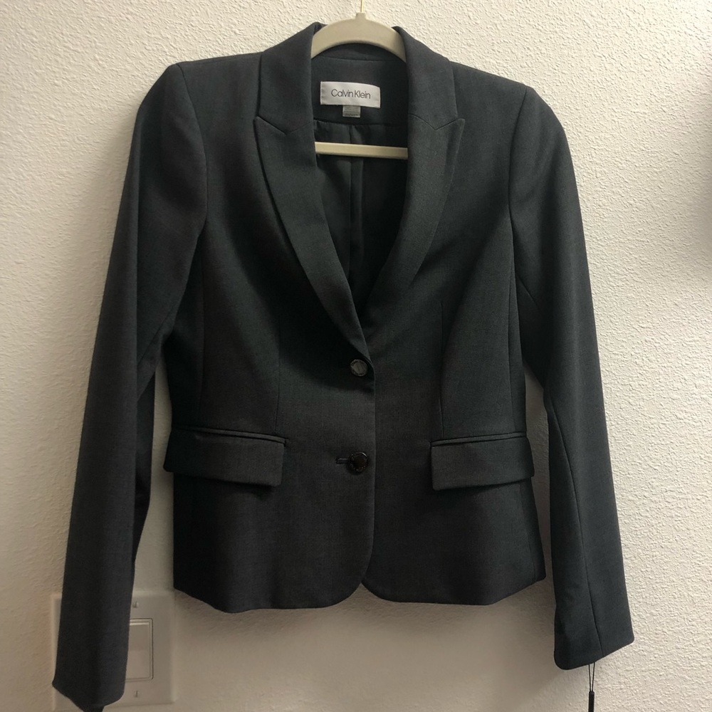 Charcoal Grey Calvin Klein Blazer Petite, New with tags